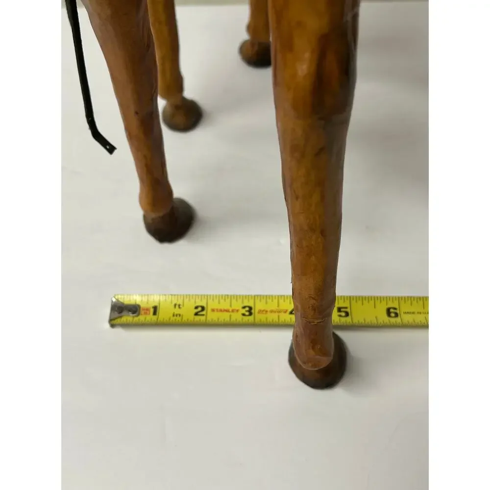 Vintage Leather Wrapped Dromedary Camel W/Saddle and Bridle Standing Glass Eyes